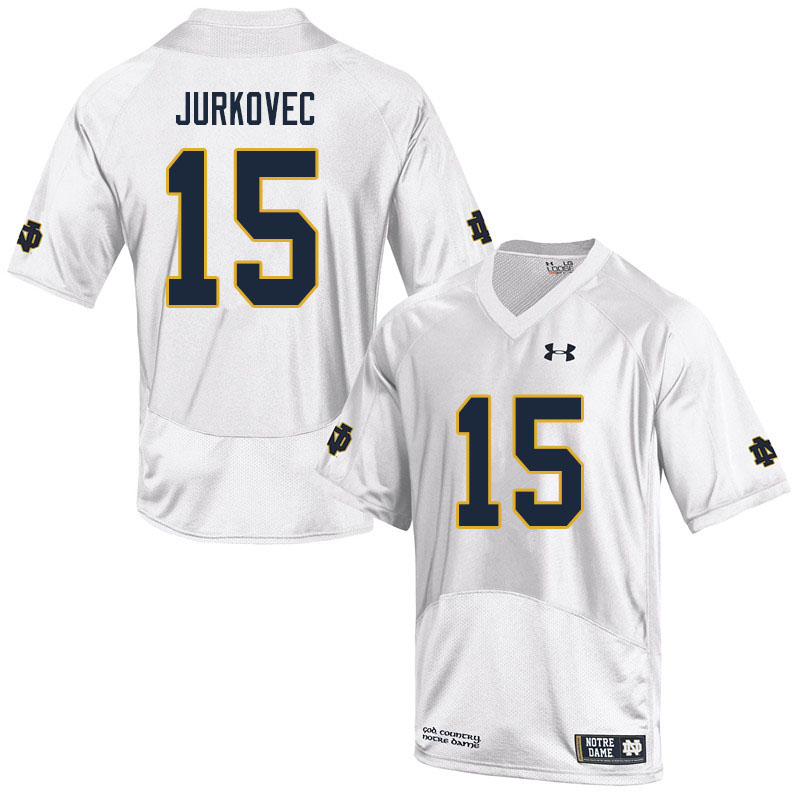 Men's NCAA Notre Dame Fighting Irish #15 Phil Jurkovec Stitched College Under Armour Authentic White Football Jersey PP10W57UA